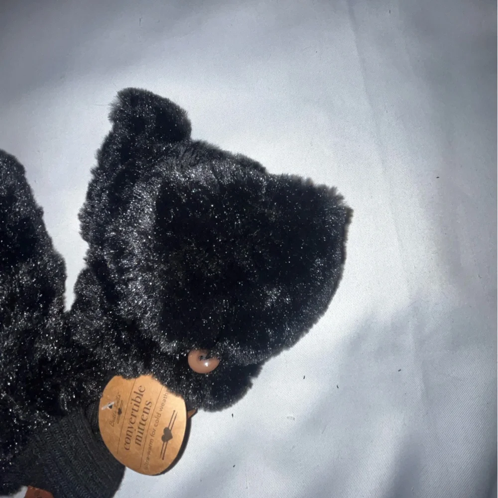 NWT Britt’s Mitts Convertible Faux Fur Mittens Black One Size Fits Most